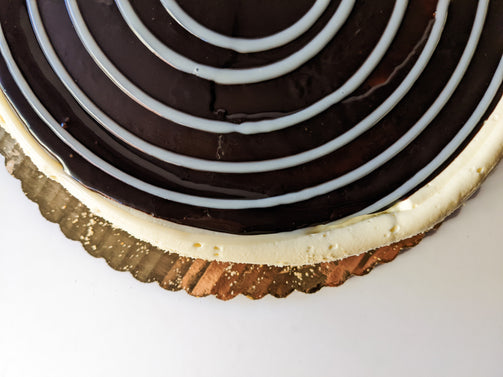 Close Up of Modern Pastry Boston Cream Cake